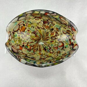 Vintage Murano Glass Aventurine Tutti Frutti Oval Bowl